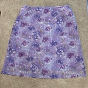 Y2K/90s Purple Floral Skirt Exact Change Size 11 Zipper Back